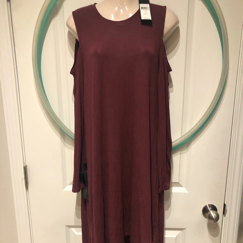 Cold shoulder high low dress